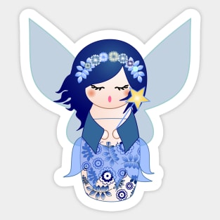 Kokeshi Blue fairy Sticker